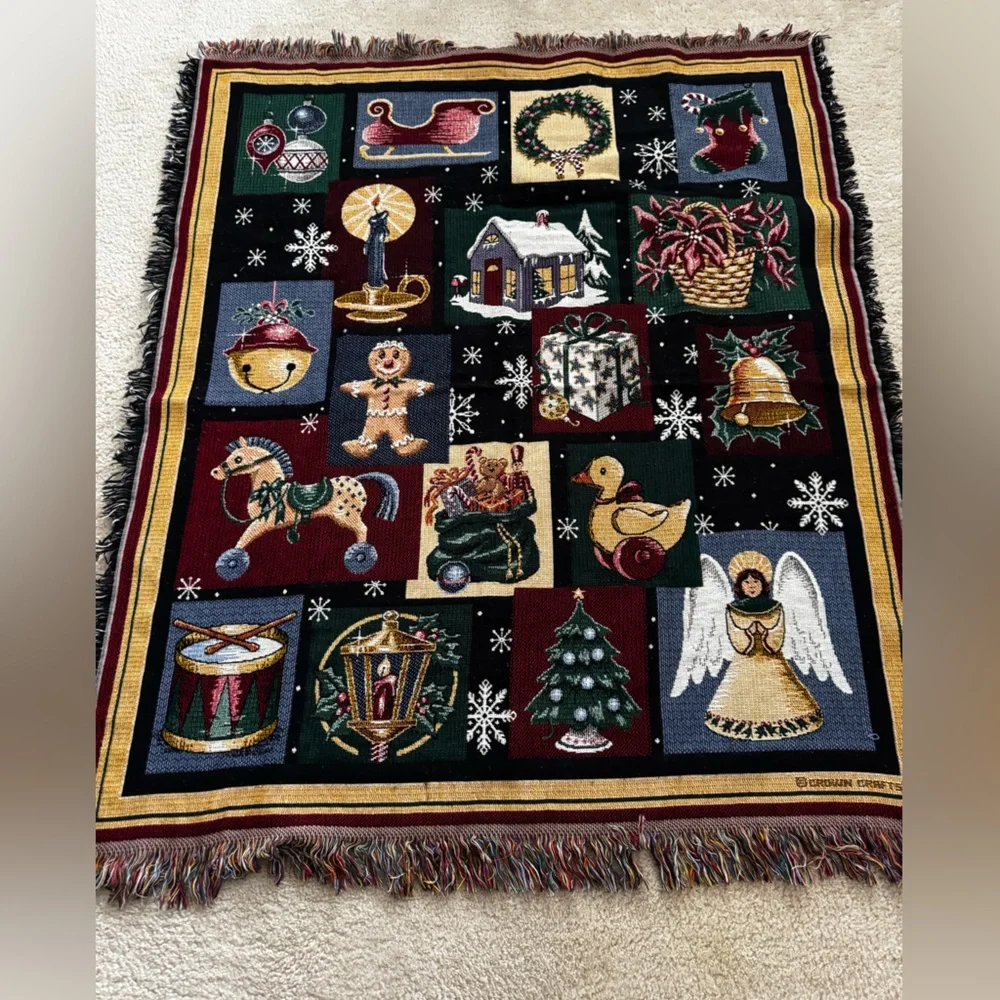NWOT Christmas Theme Throw Blanket 48” X 60” Multicolor
